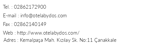 Otel Abydos telefon numaralar, faks, e-mail, posta adresi ve iletiim bilgileri